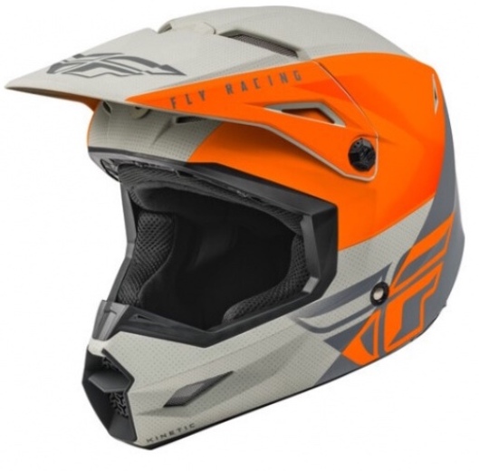 Шлем детский (кроссовый) FLY RACING KINETIC STRAIGHT EDGE оранжевый/серый матовый (2021)    YS pitbikemarket.ru